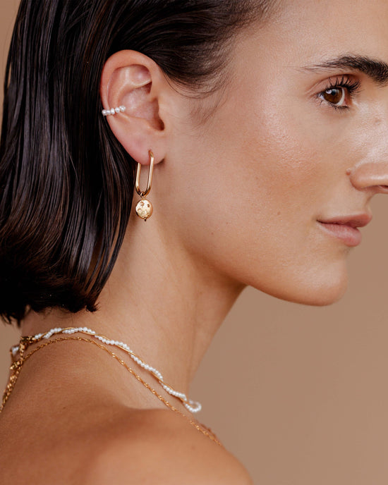 Shiny Stars Oval Hoop Set Small Rose Gold