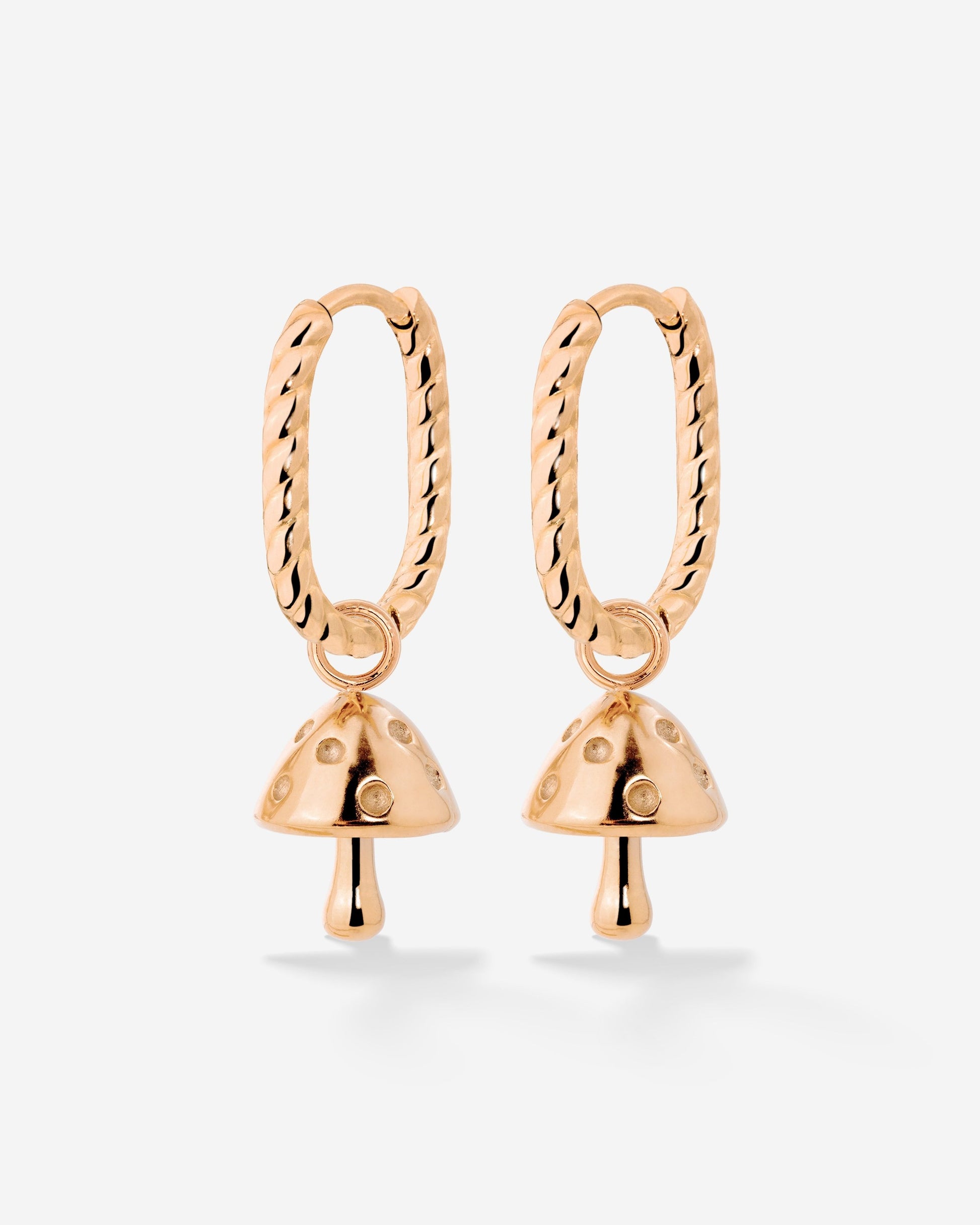 Cute Mushroom Twisted Oval Hoop Set Baby Rose Gold