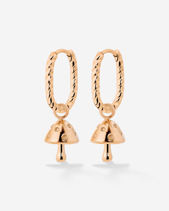 Cute Mushroom Twisted Oval Hoop Set Baby Rose Gold