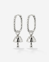 Cute Mushroom Twisted Oval Hoop Set Baby Silver