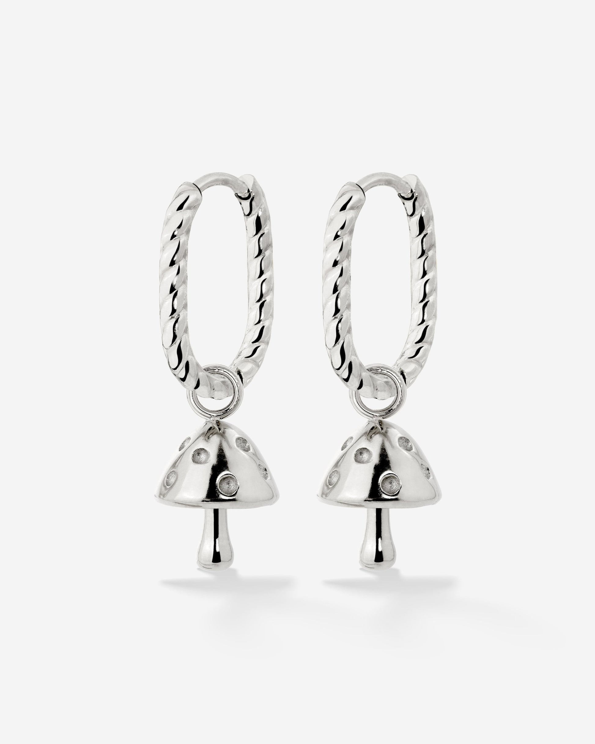 Cute Mushroom Twisted Oval Hoop Set Baby Silver