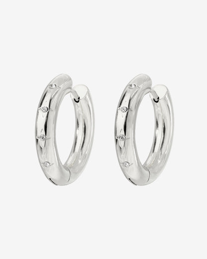 Cute Stargaze Hoops Medium Silver