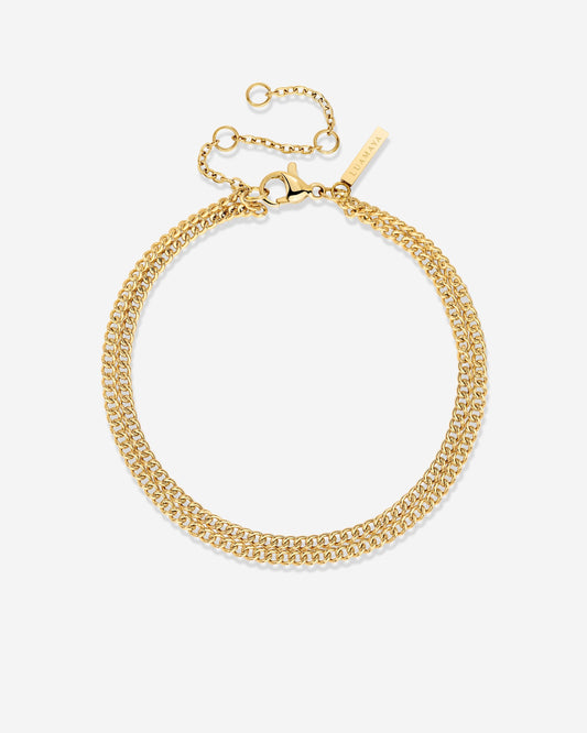 Curb Chain Double Bracelet gold
