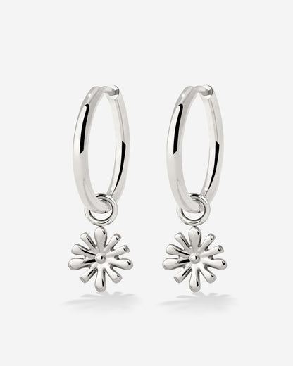 Flowery Hoop Set Medium Silver