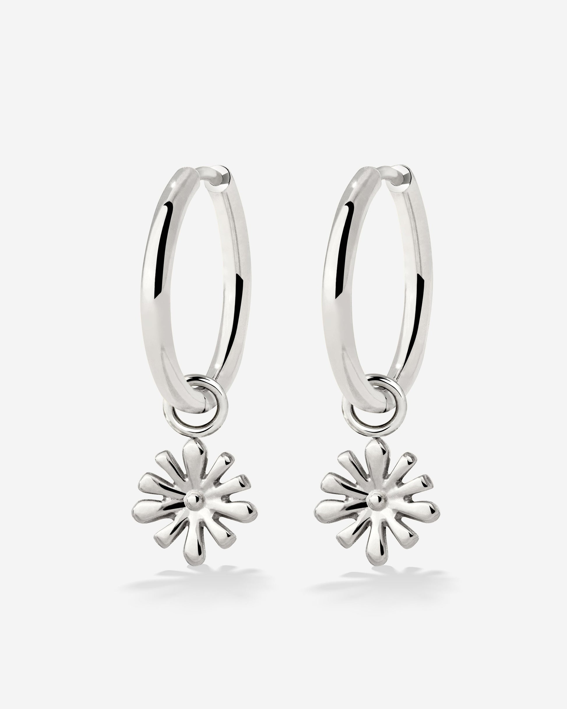 Flowery Hoop Set Medium Silver