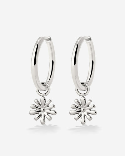 Flowery Hoop Set Medium Silver