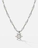 Sparkling White Petal Necklace Silver