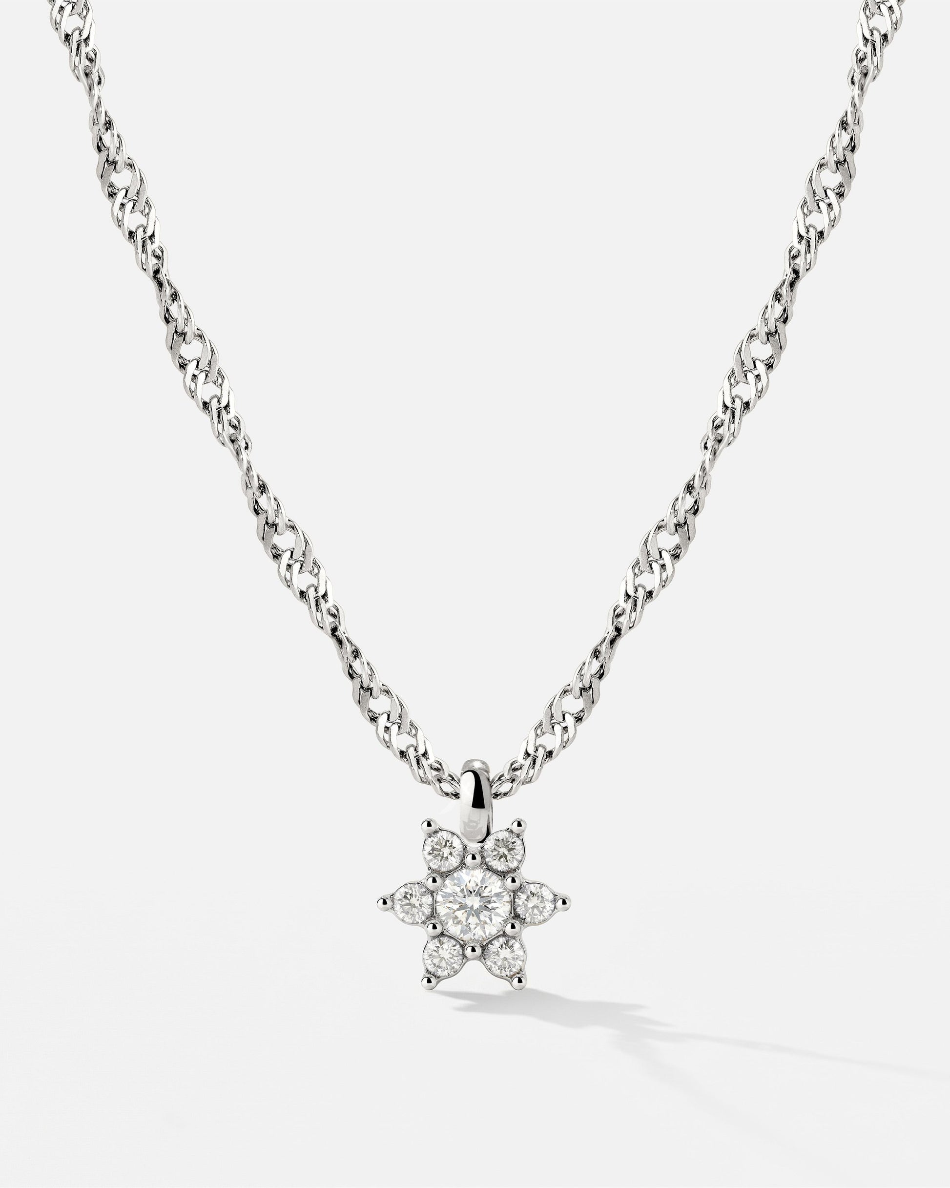 Sparkling White Petal Necklace Silver