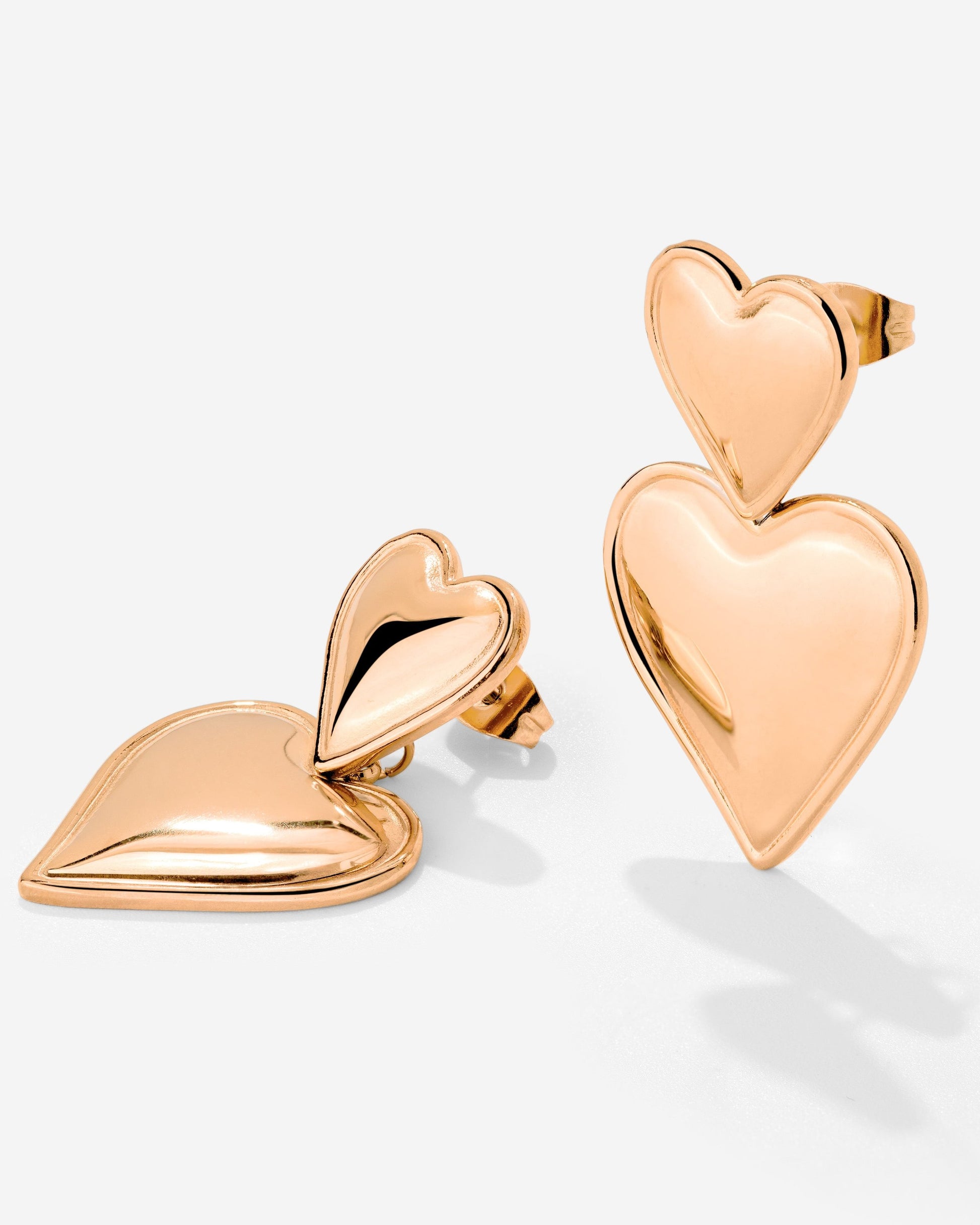 Pillow Hearts Earrings Rose Gold