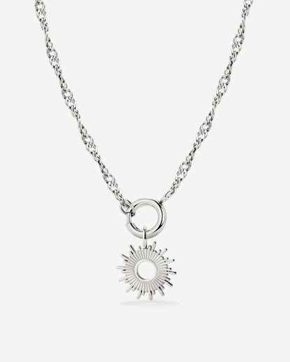Sun Ray Singapore Chain Necklace Set Silver