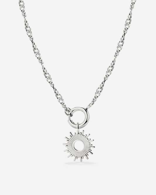 Sun Ray Singapore Chain Necklace Set Silver