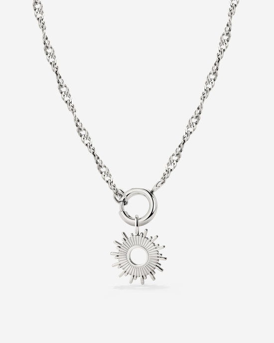 Sun Ray Singapore Chain Necklace Set Silver