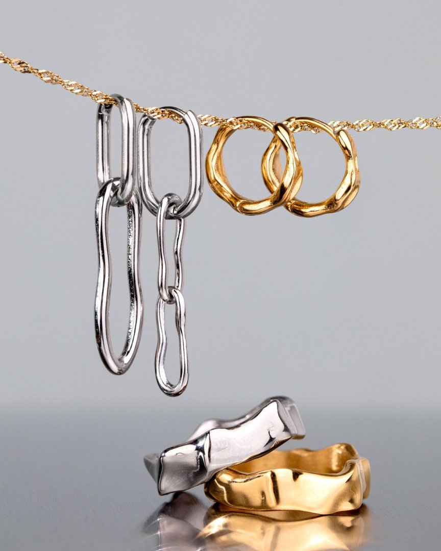 Blending Shapes Oval Hoop Set Baby Gold