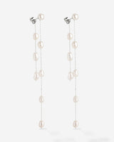 Jules Unique Pearl Fall Studs Silver
