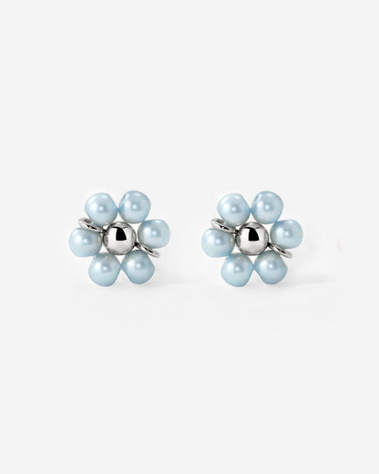 Forever Blue Daisy Studs Silver