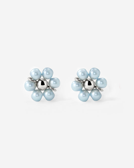 Forever Blue Daisy Studs Silver