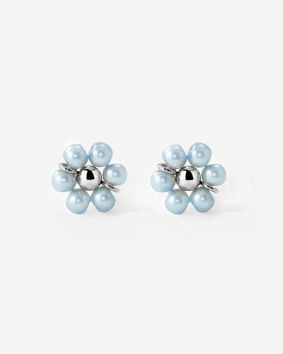 Forever Blue Daisy Studs Silver