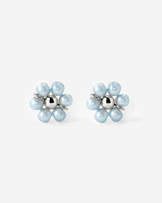 Forever Blue Daisy Studs Silver