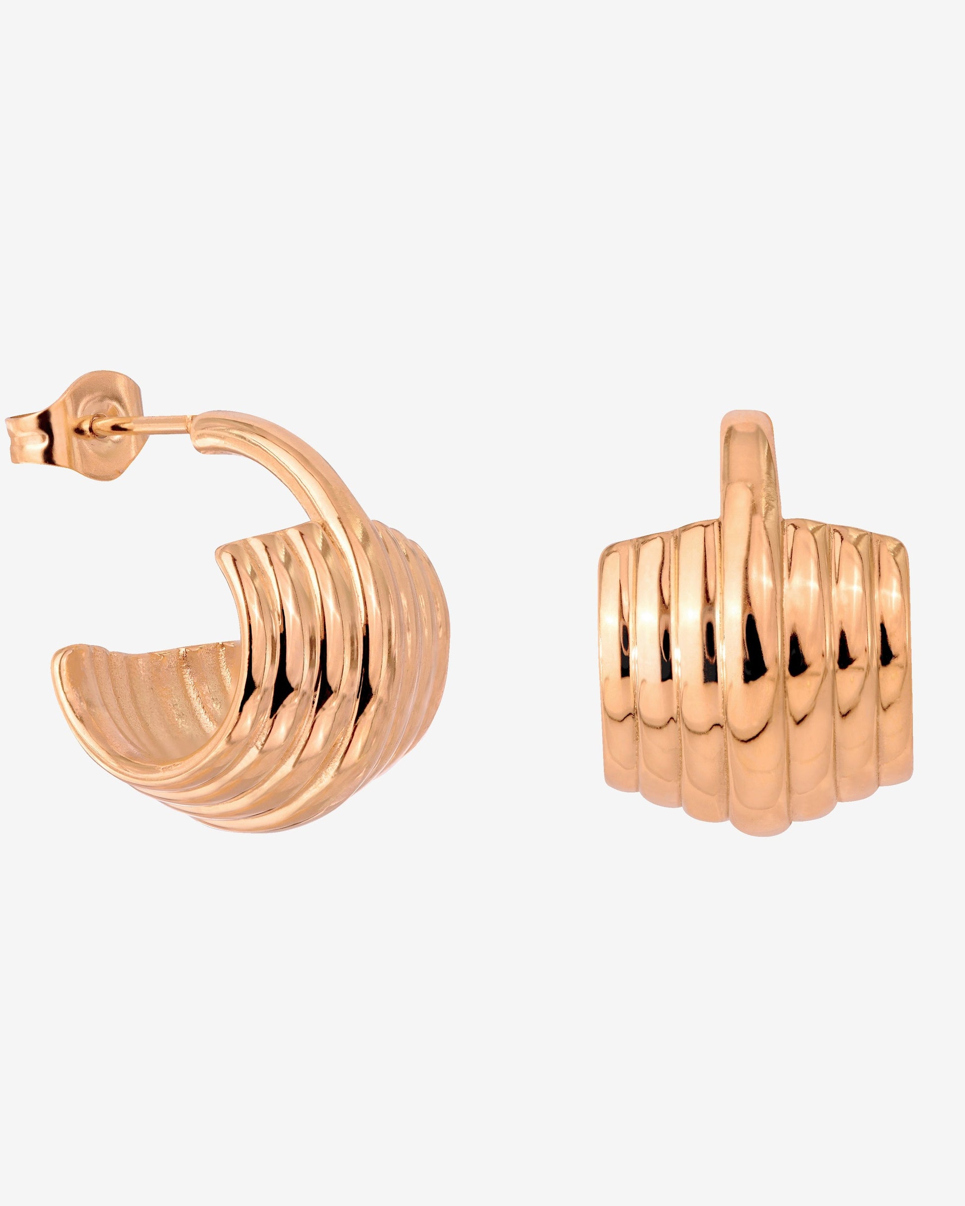 Winding Hoop Studs Rose Gold