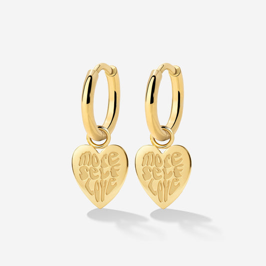 More Self-Love Hoop Set Small Stud Earrings Gold