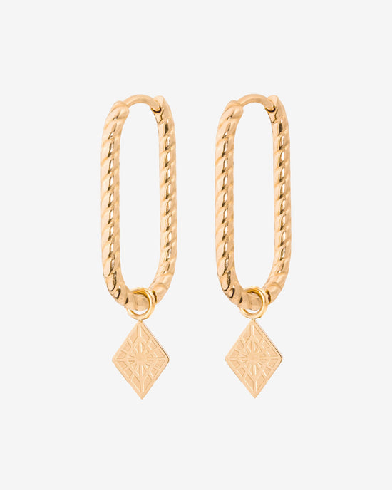 Rombo Oval Twisted Hoops Small Rose Gold