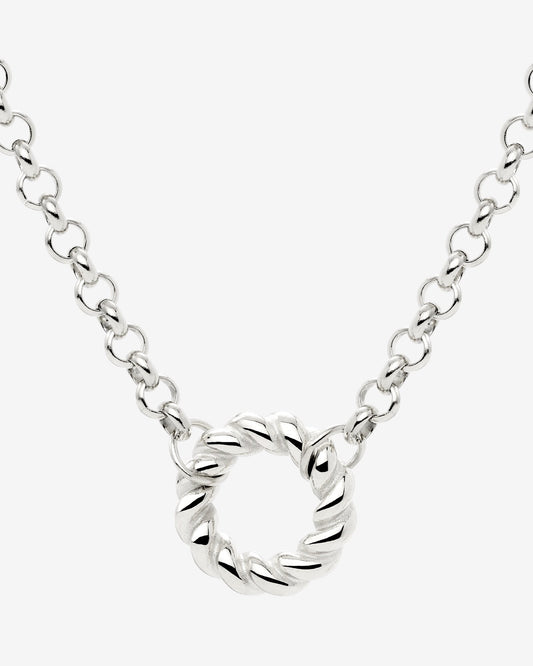 Twisted Donut Necklace Silver
