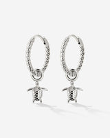 Sea Turtle Twisted Hoop Set Small Silver