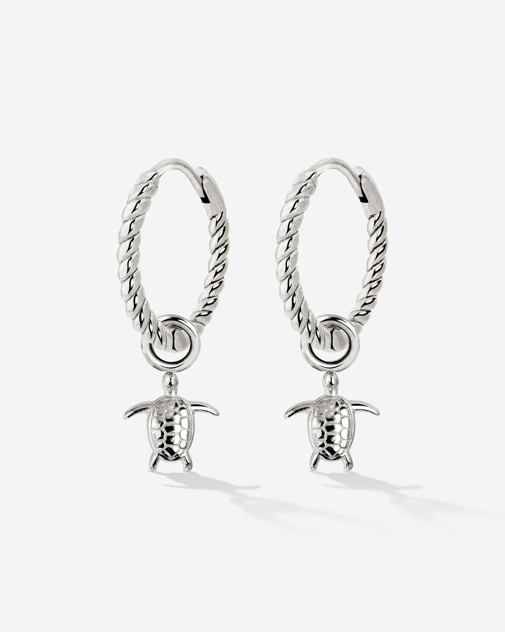 Sea Turtle Twisted Hoop Set Small Silver