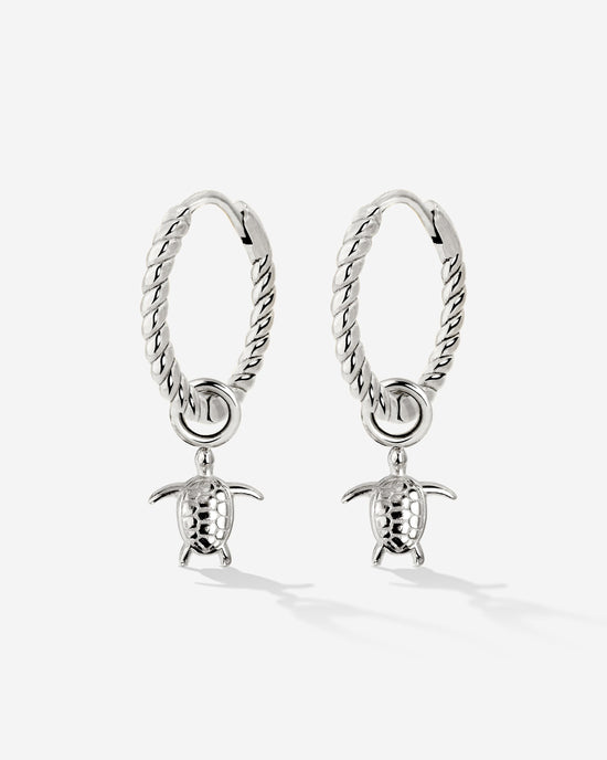 Sea Turtle Twisted Hoop Set Small Silver