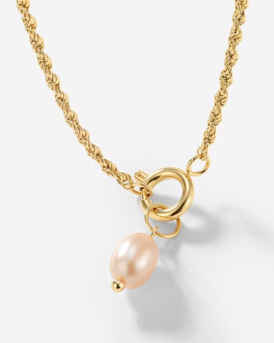 Perla Rosa Rope Chain Necklace Set Gold