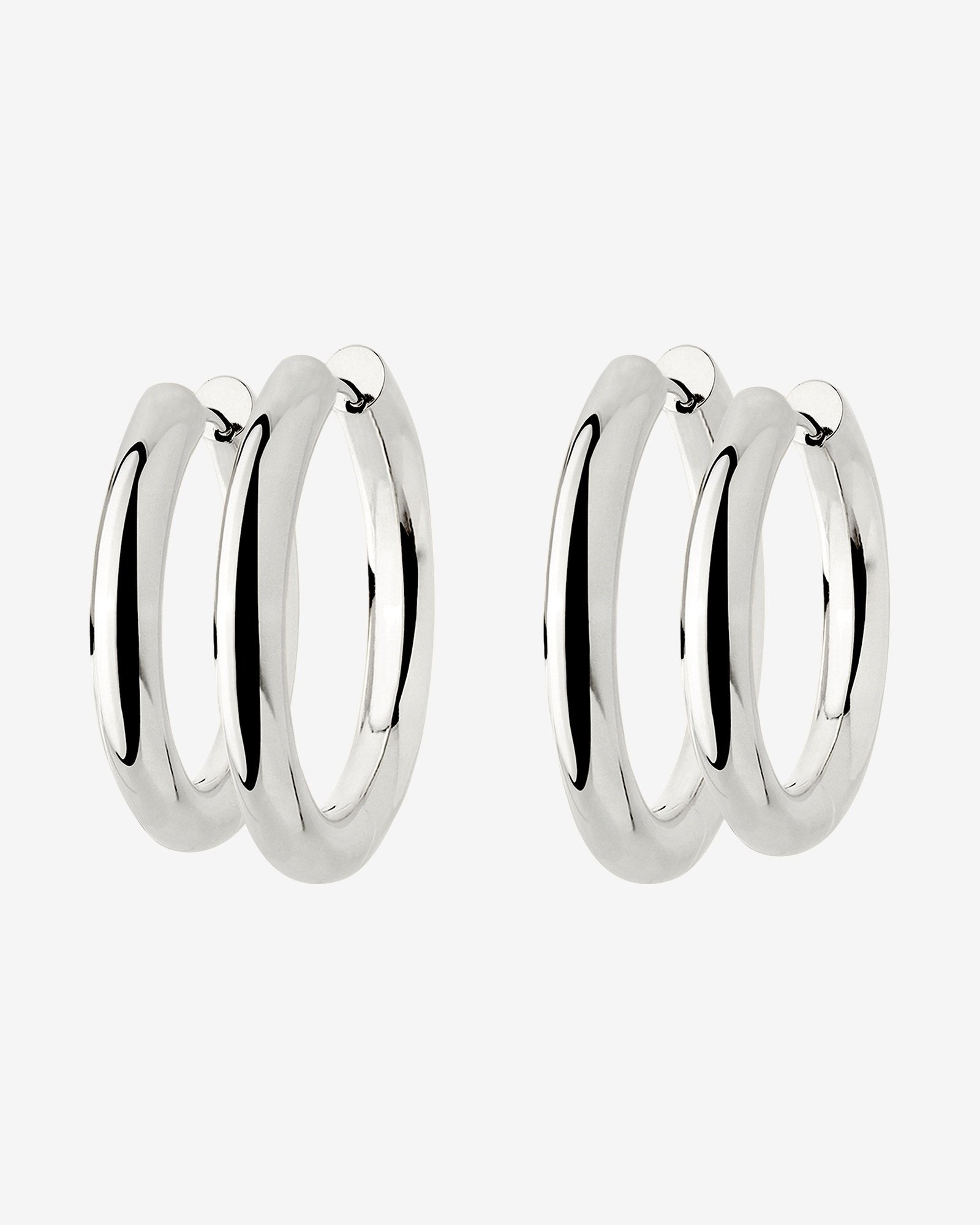 Chunky Lover Hoop Set Medium Silver