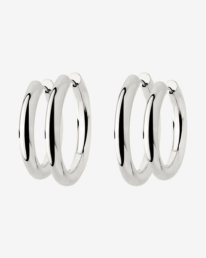Chunky Lover Hoop Set Medium Silver