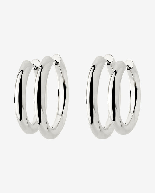 Chunky Lover Hoop Set Medium Silver