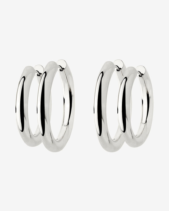 Chunky Lover Hoop Set Medium Silver