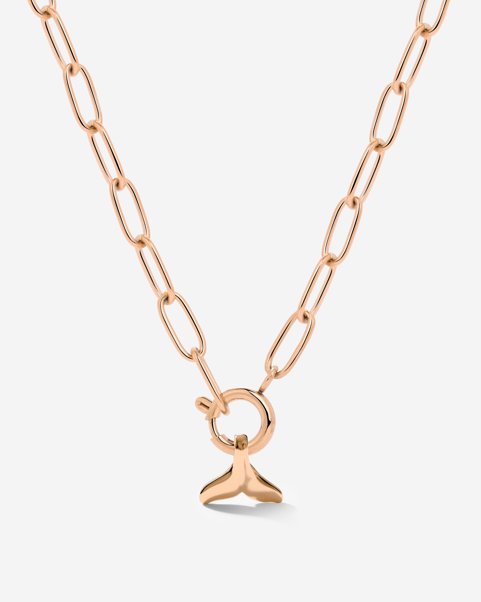 Whale Tail Oval Links Necklace Set Rose Gold
