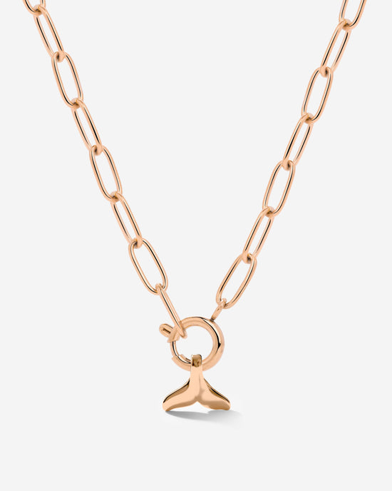 Whale Tail Oval Links Necklace Set Rose Gold