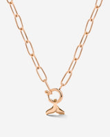 Whale Tail Oval Links Necklace Set Rose Gold