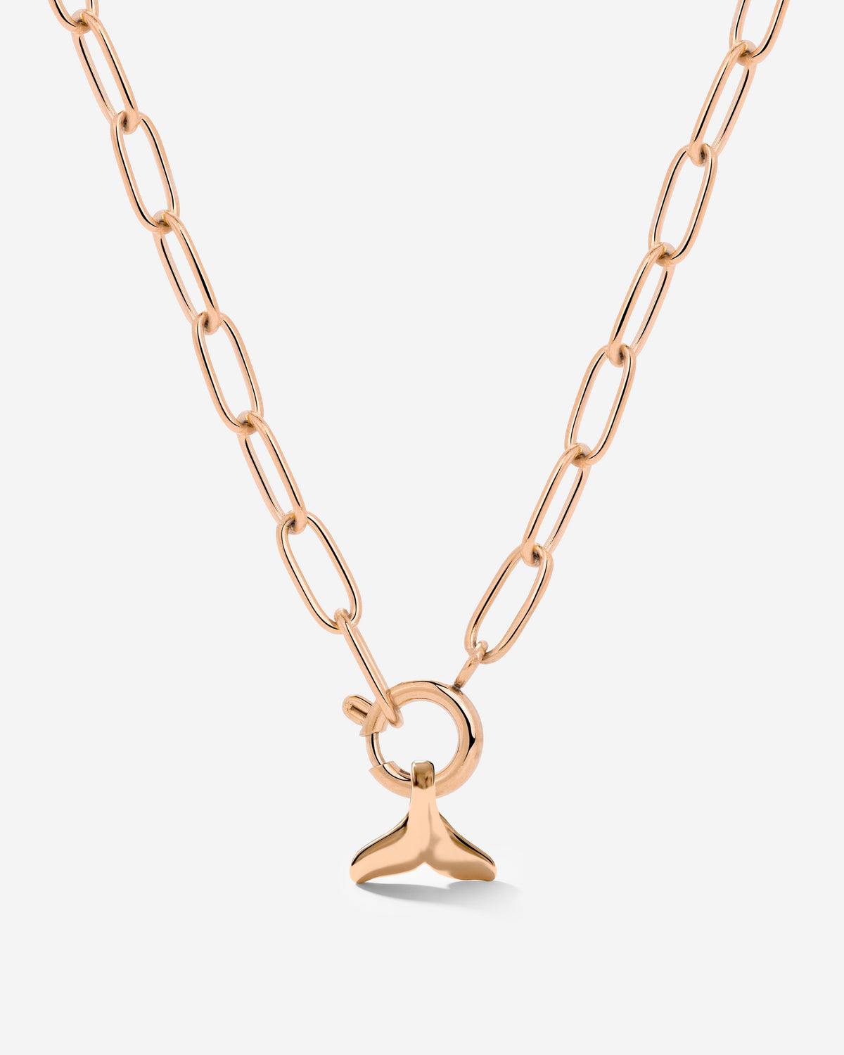 Whale Tail Oval Links Necklace Set Rose Gold