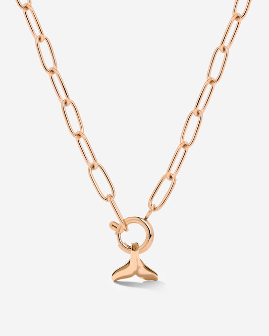 Whale Tail Oval Links Necklace Set Rose Gold