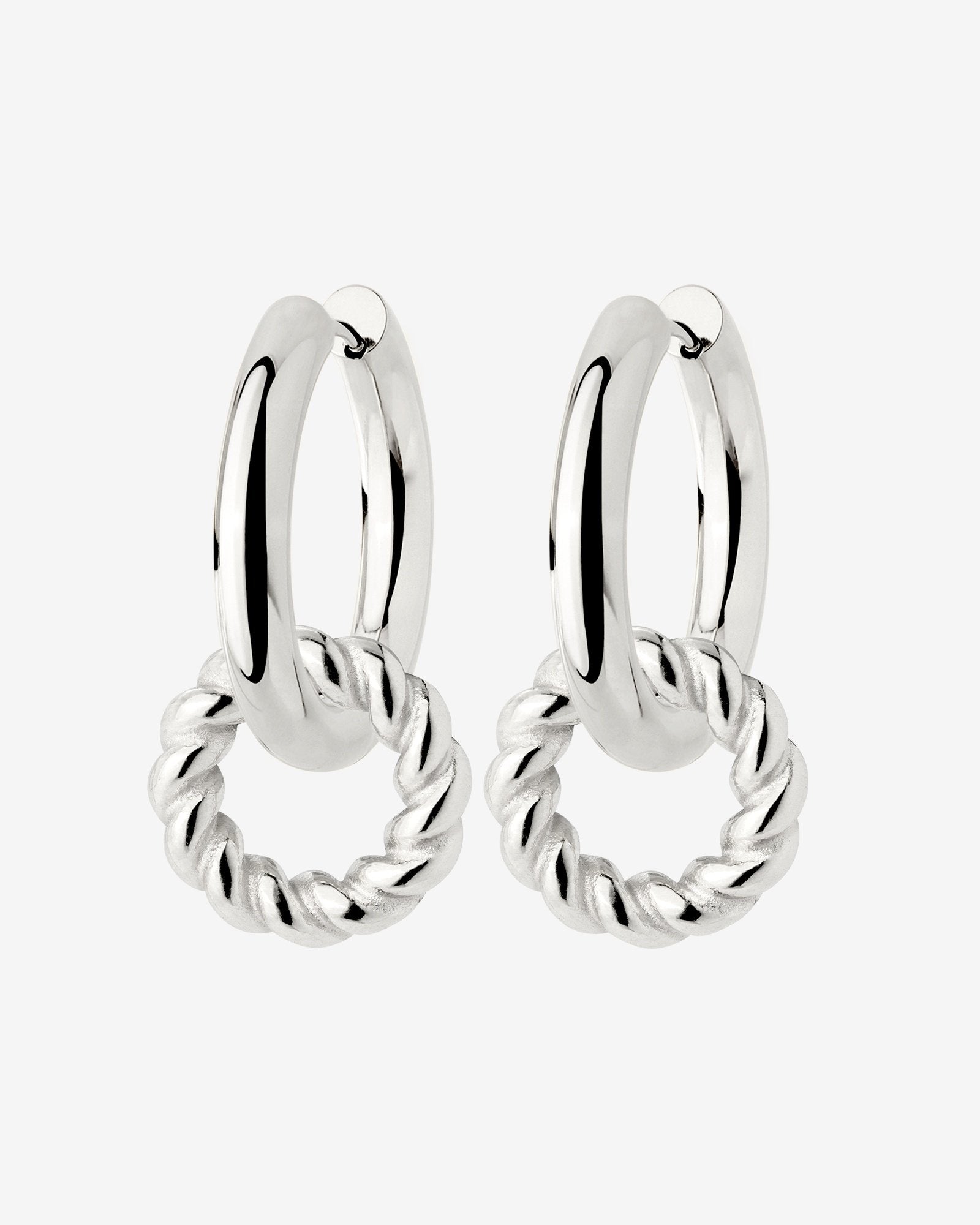 Chunky Twisted Donut Hoop Set Medium Silver