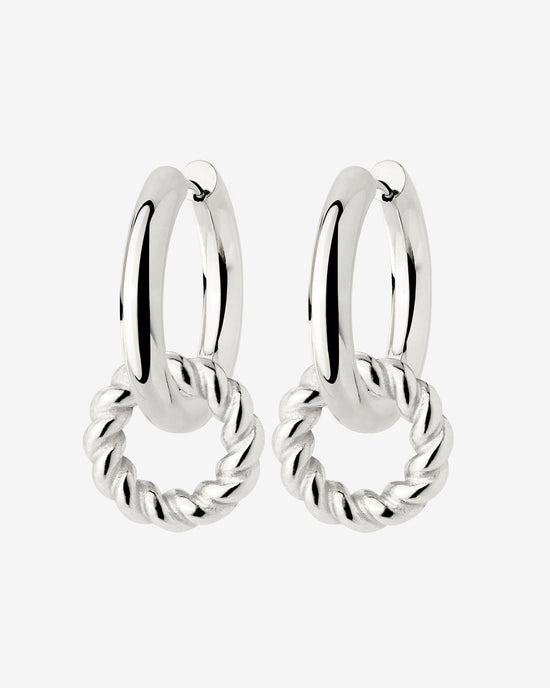Chunky Twisted Donut Hoop Set Medium Silver