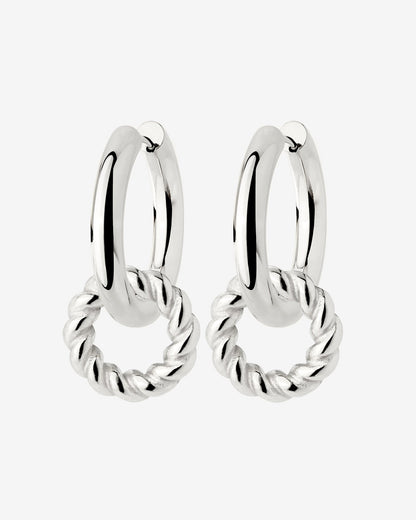 Chunky Twisted Donut Hoop Set Medium Silver