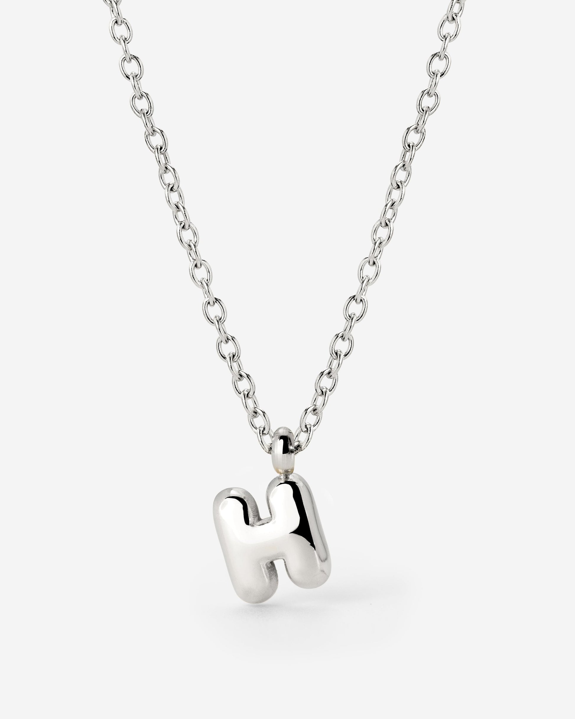 Bubble Letter Necklace Silver