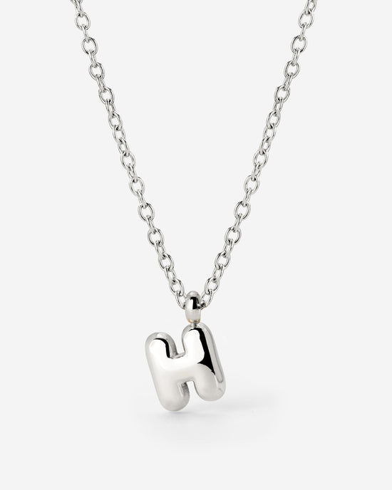 Bubble Letter Necklace Silver