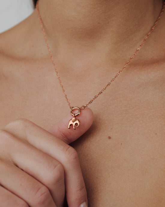 Elephant Singapore Chain Necklace Set Rose Gold