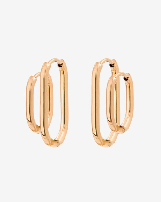 Oval Clean Hoop Set Rose Gold