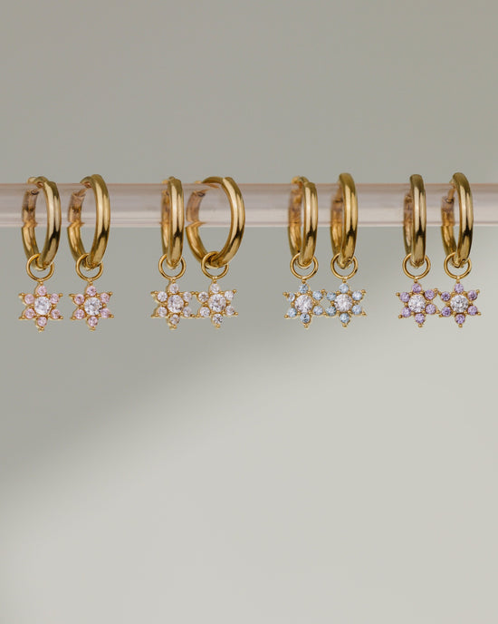 Pink Petal Hoop Set Small Gold