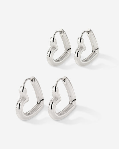 Phat Heart Hoop Bundle Silver