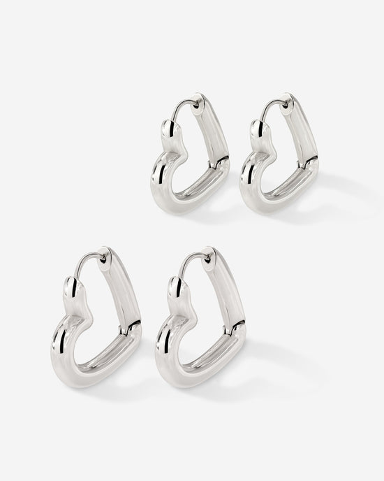 Phat Heart Hoop Bundle Silver