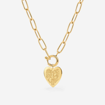 More Self-Love Oval Links Necklace Set Stud Earrings Gold